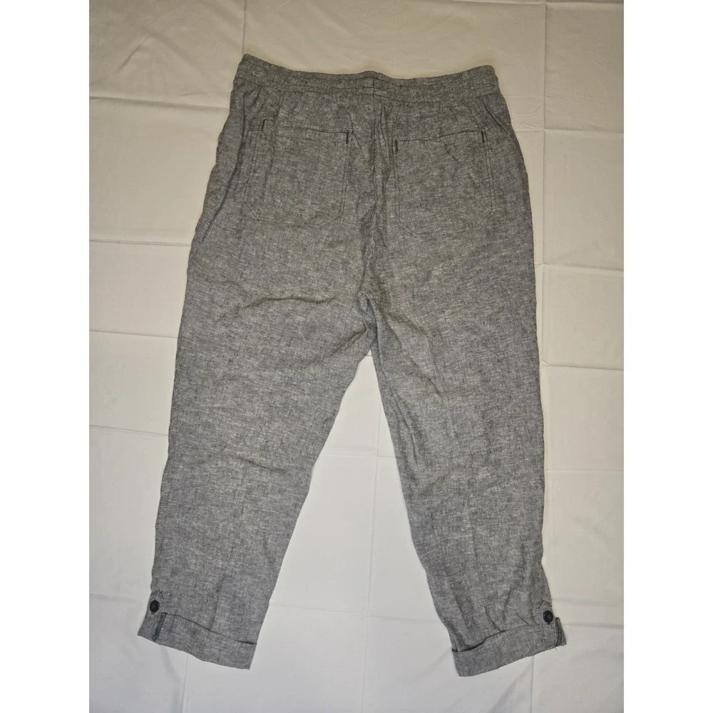 Orvis Linen Blend Pants Womens 16 Gray Cuff Leg Relaxed Lightweight Beach‎ Luxe